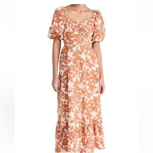 Free the Roses Orange and Cream Floral Maxi Skirt